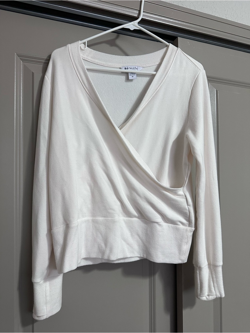 Athleta Women's Cream Wrap Front Long Sleeve Top
